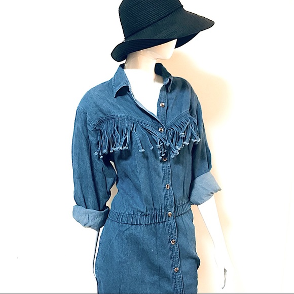 VtG Coastal Cowgirl Denim Button Down LongSleeves MIDI Southwestern Beauty๐๐ค - Picture 2 of 16